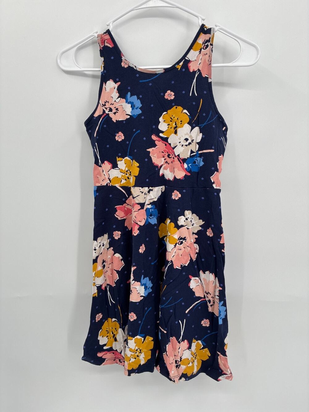 Old Navy Girls Navy Floral Tank Dress Knee Length Stretchy size L 10/12